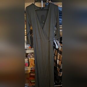Lulu's Green Wrap Maxi Dress